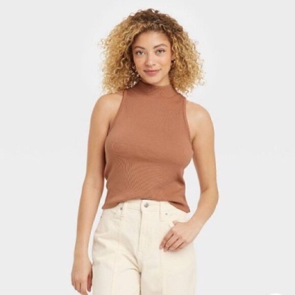 A New Day Mock Neck Ribbed Tank XS - Picture 1 of 3